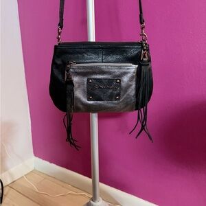 B. Makowsky Stylish Leather Black and Silver Women's Bag